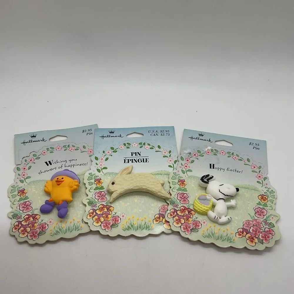 Vintage Hallmark Lot of 3 Easter Pins on Cards